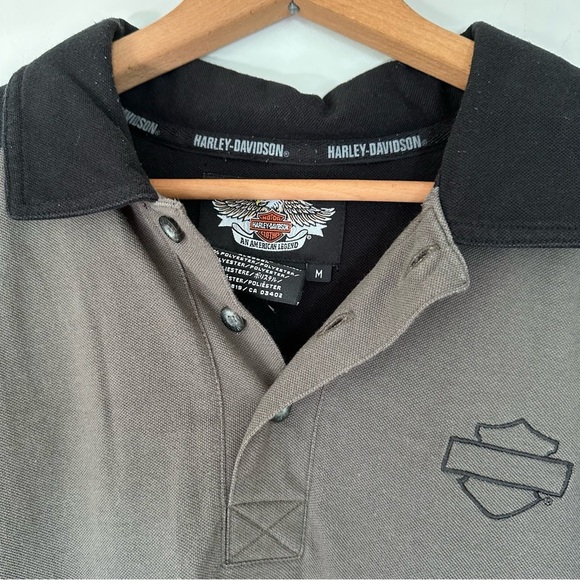 Harley Davidson Motorcycles Men’s Gray & Black Polo Shirt Size Medium - Picture 4 of 10